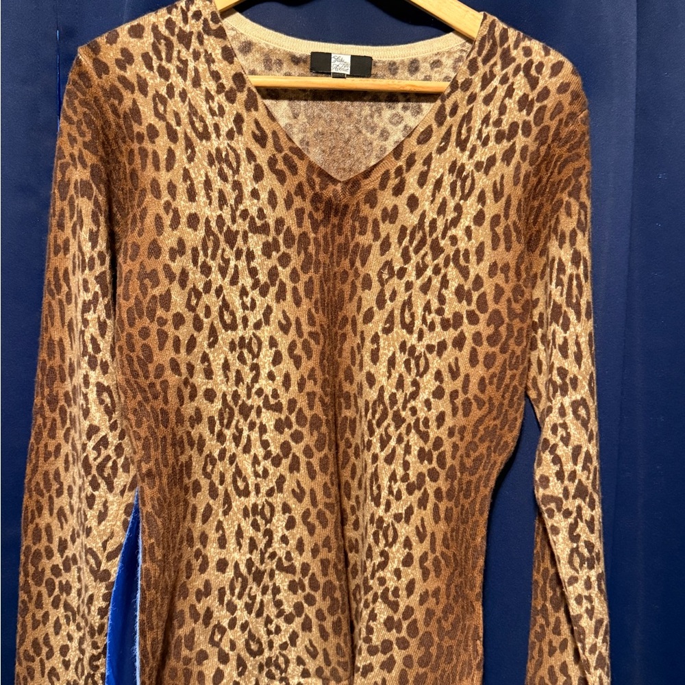Saks Fifth Avenue Brown Leopard Long Sleeve Top